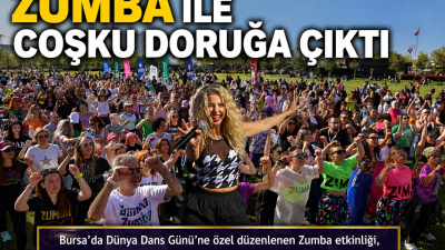 Bursa’da Dünya Dans Günü’ne özel düzenlenen Zumba etkinliği, yüzlerce kişinin