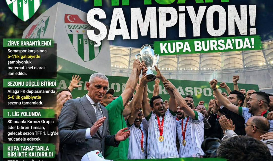 TFF 2. Lig Kırmızı Grup’ta zirveyi garantileyen Bursaspor, taraftarı önünde