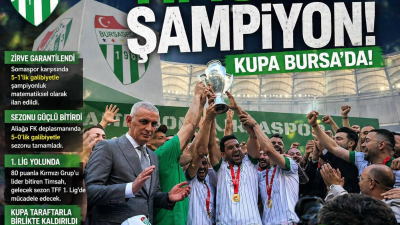 TFF 2. Lig Kırmızı Grup’ta zirveyi garantileyen Bursaspor, taraftarı önünde