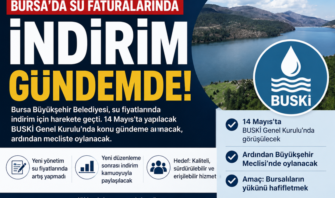Bursa Büyükşehir Belediyesi, su fiyatlarında indirim için harekete geçti. 14