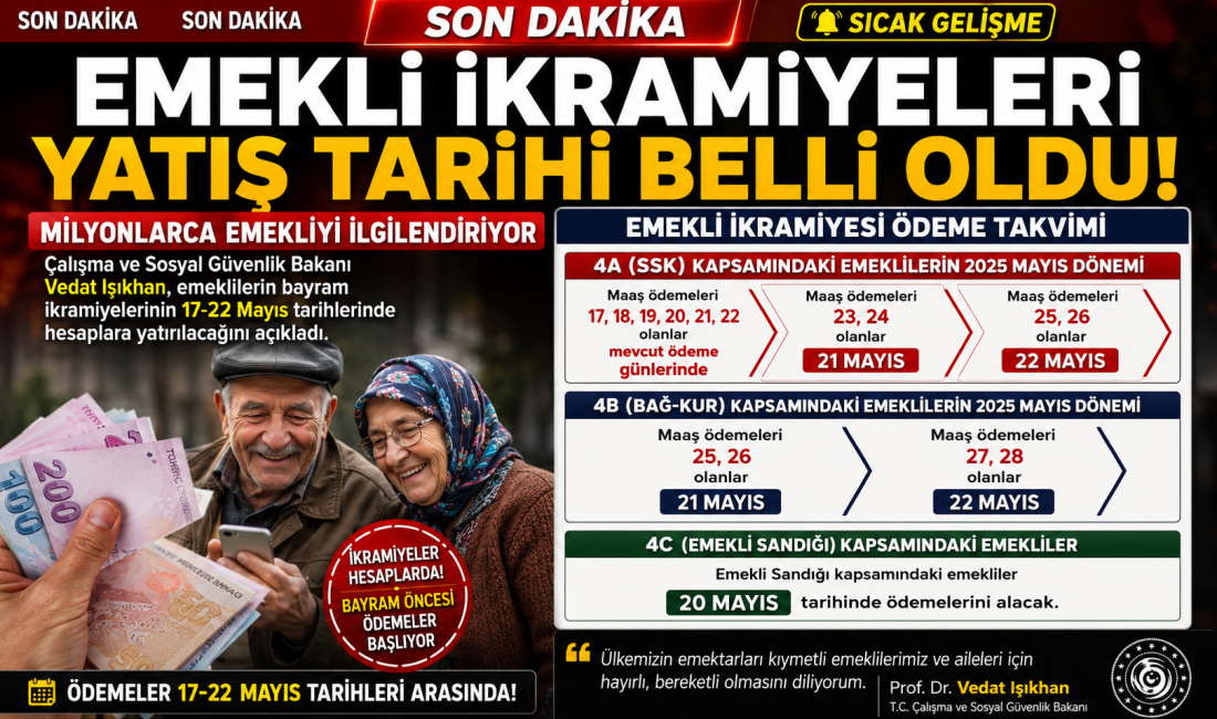 Milyonlarca emeklinin merakla beklediği Kurban Bayramı ikramiyesi ödeme takvimi açıklandı.