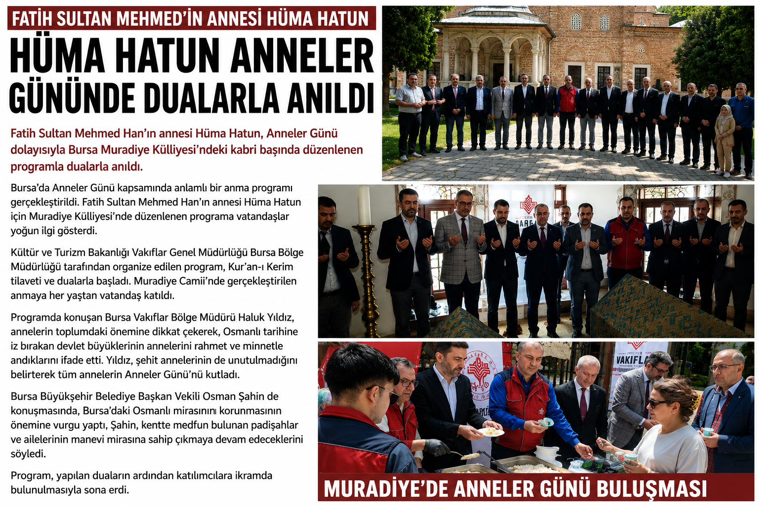 Fatih Sultan Mehmed Han’ın annesi Hüma Hatun, Anneler Günü dolayısıyla