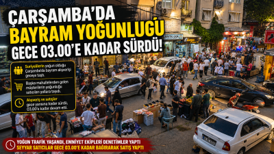 Bursa’nın Çarşamba semtinde bayram öncesi yoğunluk gece saatlerine kadar sürdü.