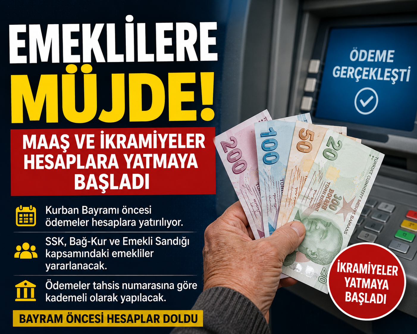 MAAŞ VE İKRAMİYE HESAPTA Kurban Bayramı öncesi milyonlarca emeklinin beklediği maaş ve bayram ikramiyesi