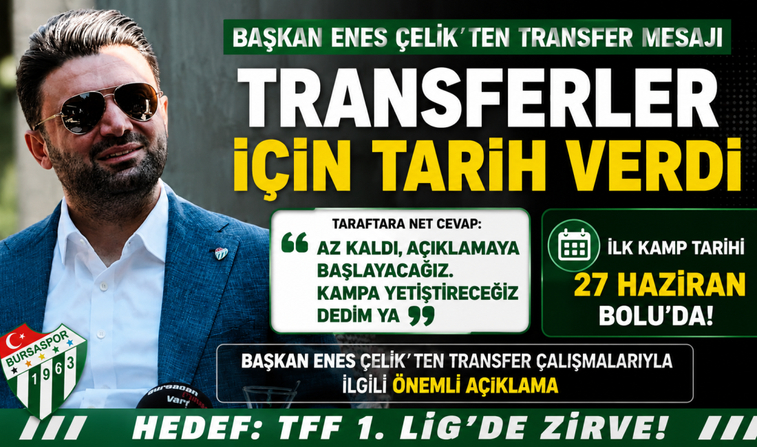 Bursaspor Başkanı Enes Çelik, transfer çalışmalarına ilişkin yaptığı açıklamayla taraftarı
