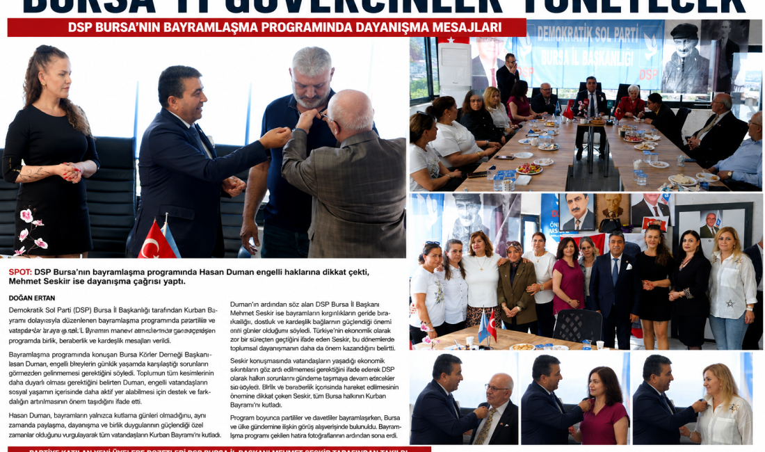 Demokratik Sol Parti (DSP) Bursa İl Başkanlığı tarafından Kurban Bayramı