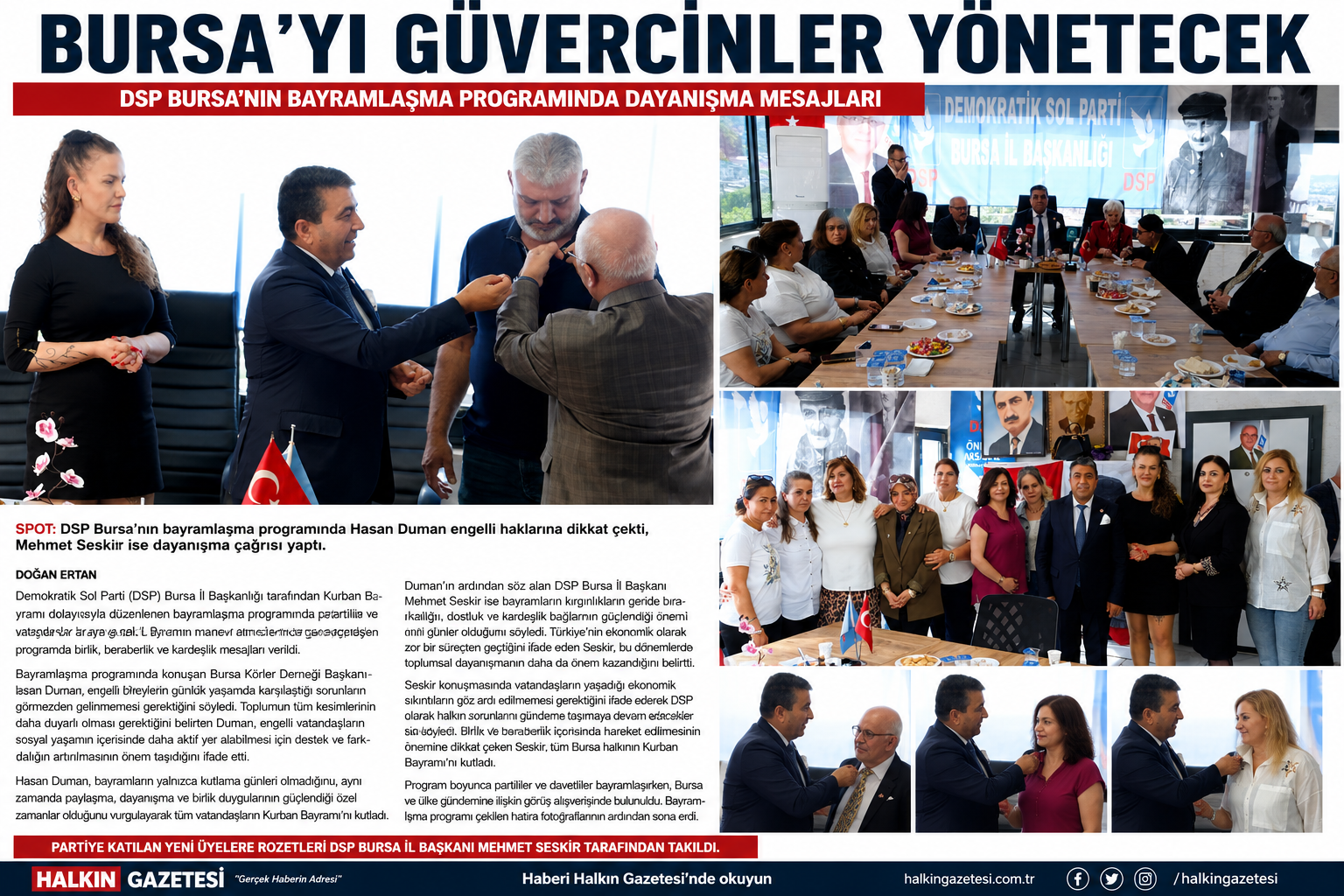Demokratik Sol Parti (DSP) Bursa İl Başkanlığı tarafından Kurban Bayramı