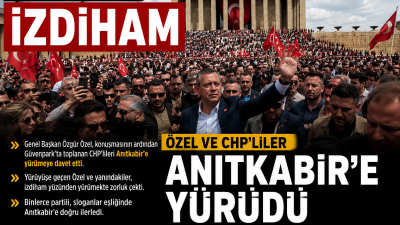 CHP Genel Başkanı Özgür Özel'in çağrısıyla Güvenpark'tan Anıtkabir'e yürüyen kalabalık