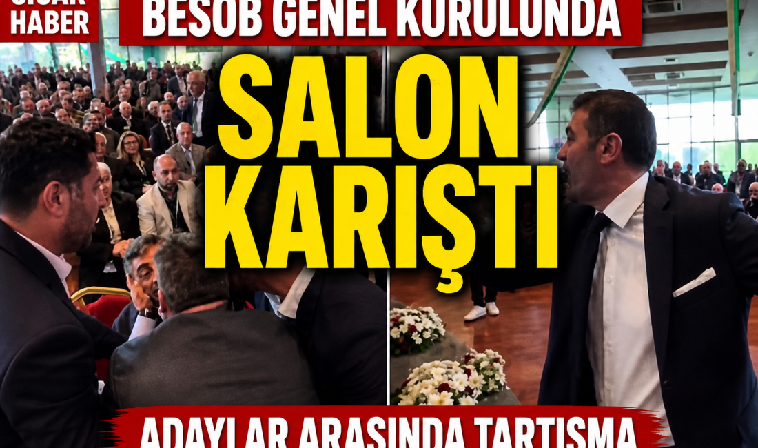 Başkan adayları arasında çıkan tartışma salonda tansiyonu yükseltti.