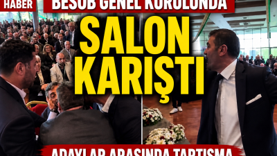 Başkan adayları arasında çıkan tartışma salonda tansiyonu yükseltti.