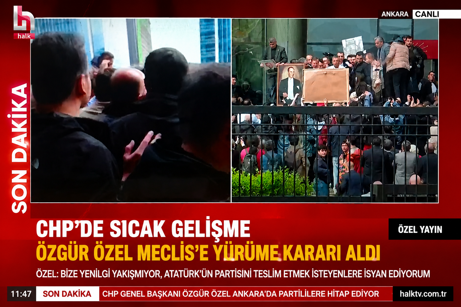 CHP’DE SICAK GELİŞME CHP Genel Başkanı Özgür Özel, Ankara’da partililere hitaben yaptığı konuşmada