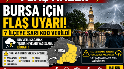 Meteoroloji, Bursa’da Osmangazi ve İnegöl dahil 7 ilçe için sarı