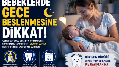 Uzmanlar, gece emzirme ve biberonla şekerli gıda tüketiminin bebeklerde “biberon