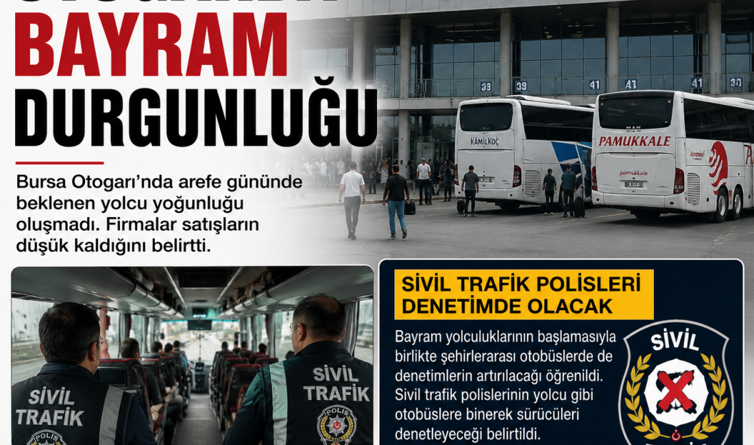 OTOGARDA BAYRAM DURGUNLUĞU Bursa Otogarı’nda arefe gününde beklenen yolcu yoğunluğu oluşmadı. Firmalar satışların