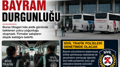 Bursa Otogarı’nda arefe gününde beklenen yolcu yoğunluğu oluşmadı. Firmalar satışların