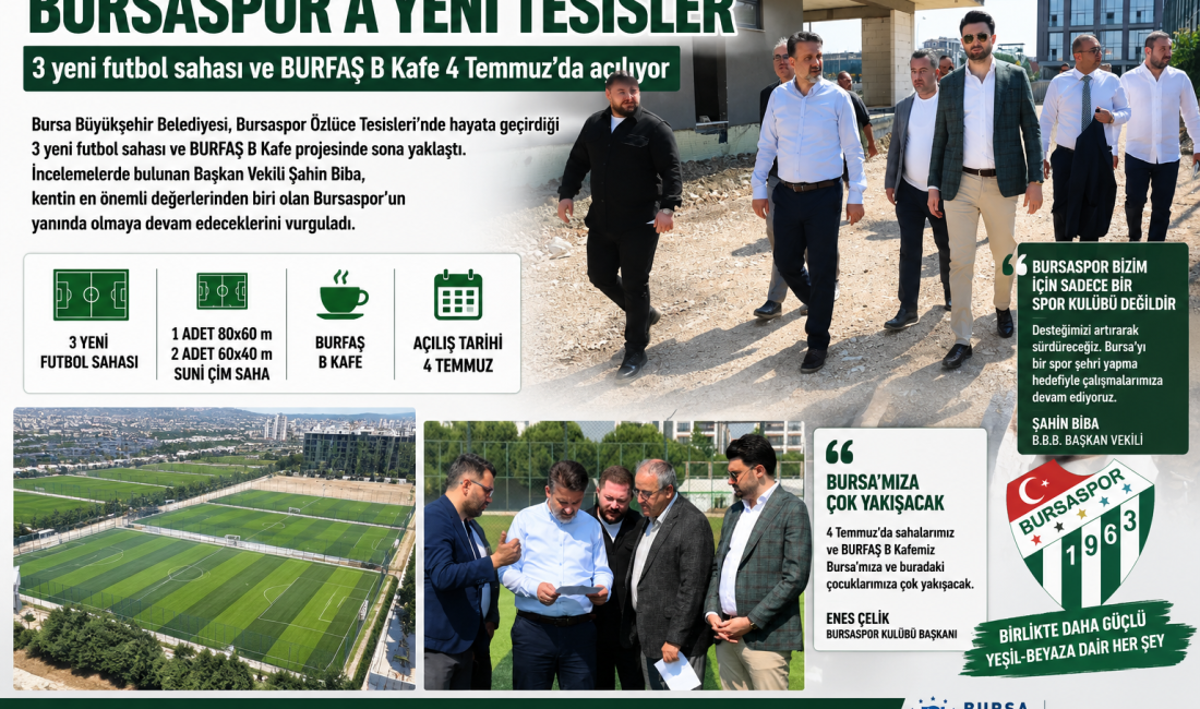 Bursa Büyükşehir Belediyesi tarafından Bursaspor Özlüce Tesisleri’nde yapımı tamamlanma aşamasına