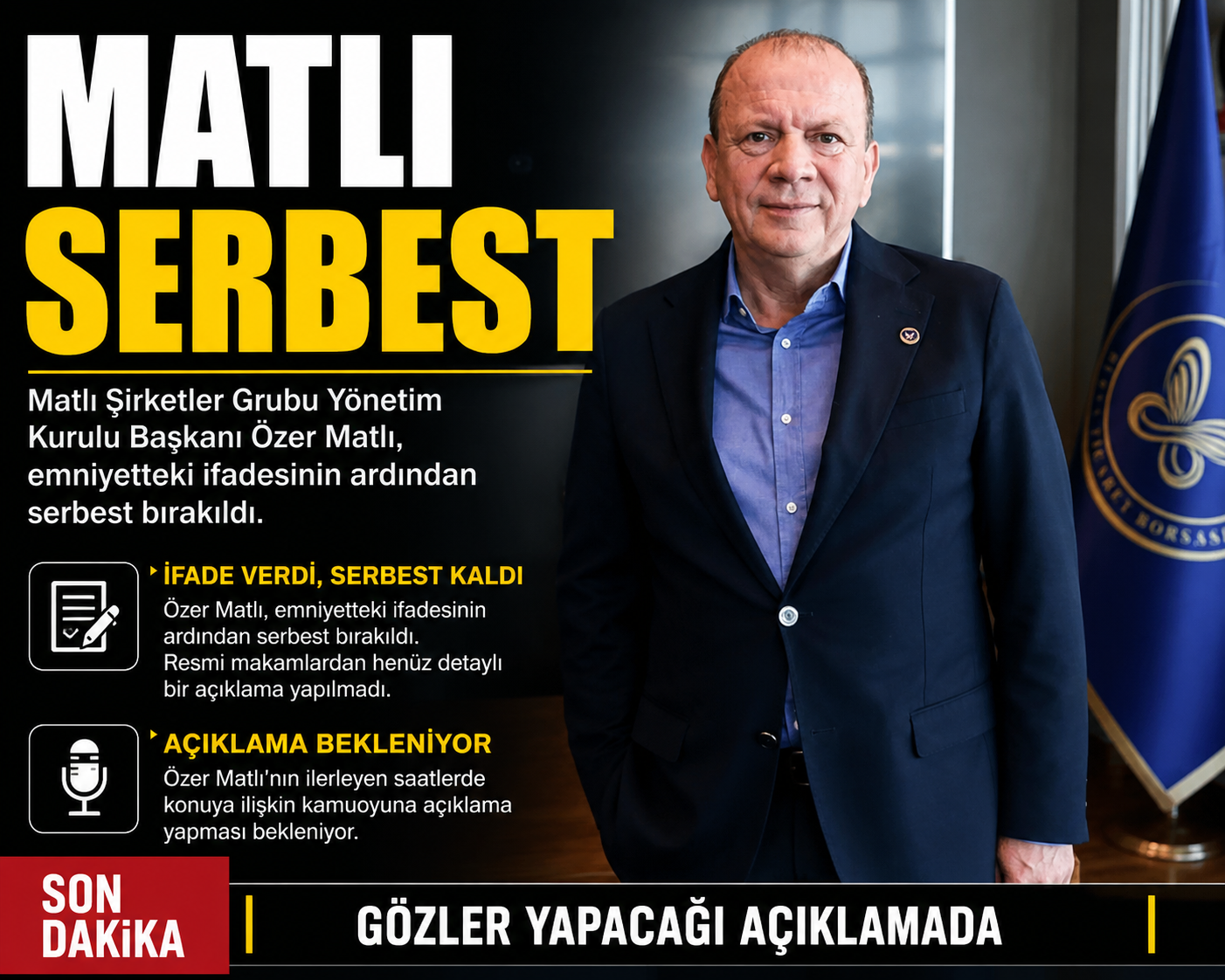 Matlı Şirketler Grubu Yönetim Kurulu Başkanı Özer Matlı, emniyetteki ifadesinin
