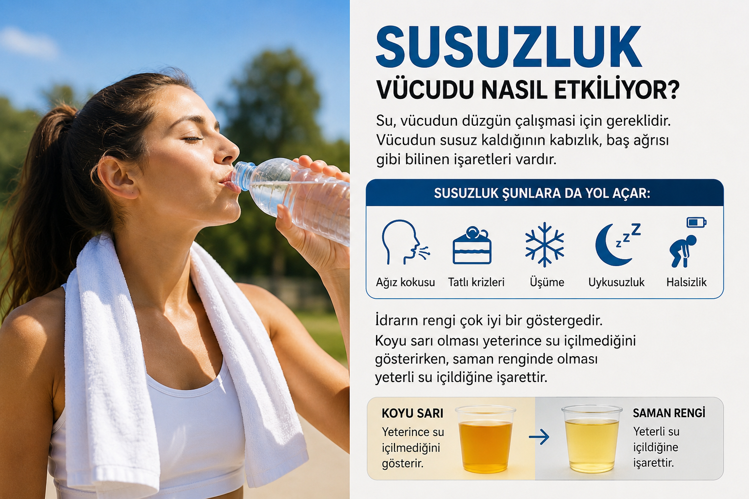 Uzmanlar, vücudun susuz kaldığını gösteren belirtilere dikkat çekerek yeterli su