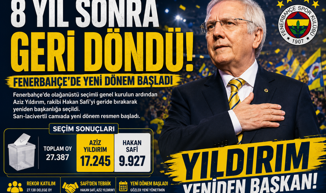 Fenerbahçe'de gerçekleştirilen olağanüstü seçimli genel kurulun ardından Aziz Yıldırım yeniden