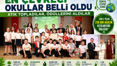 Osmangazi Belediyesi’nin Okullar Arası Atık Toplama Yarışması’nda dereceye giren okullar,