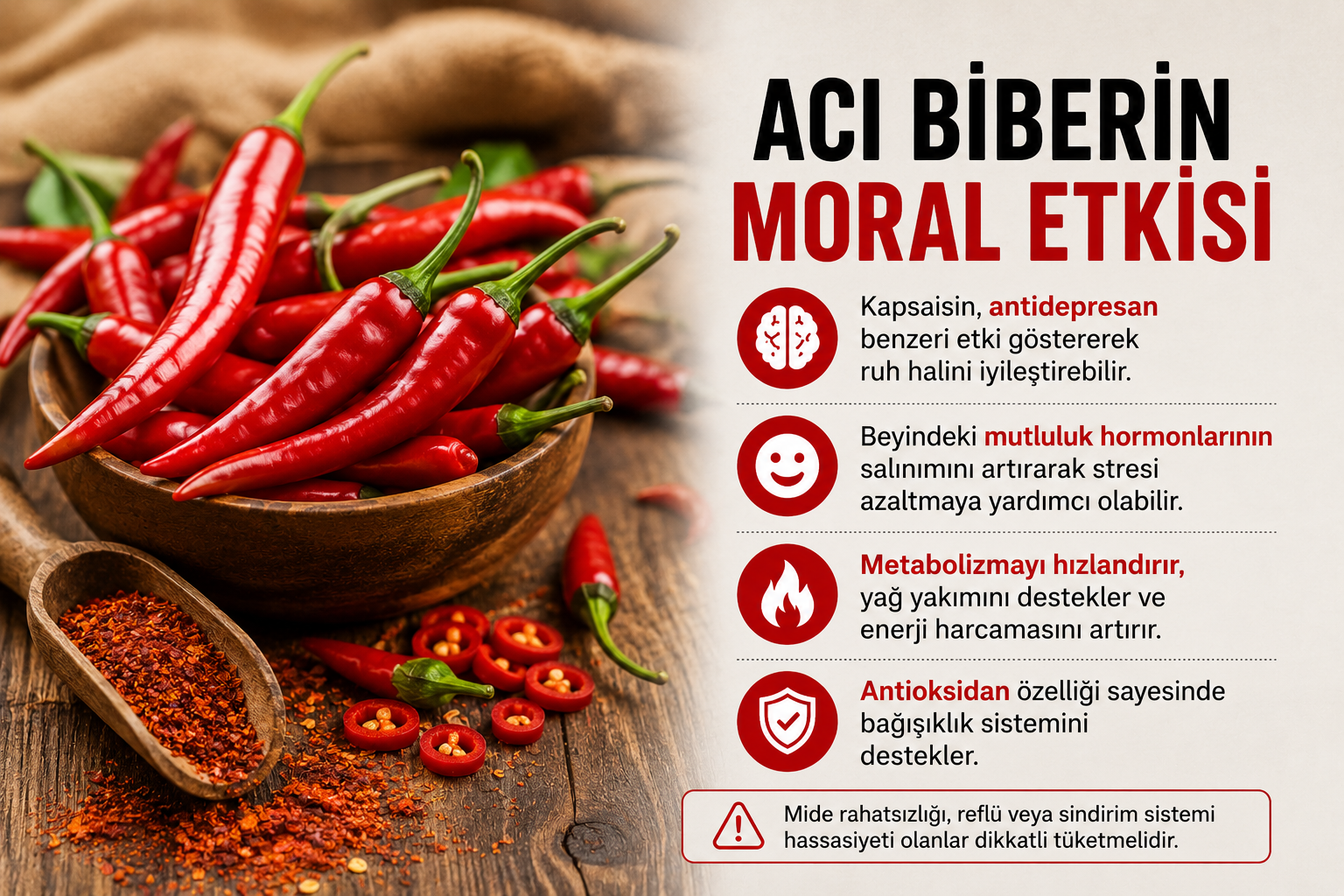 Araştırmalar, kırmızı acı biberde bulunan kapsaisinin ruh halini olumlu yönde