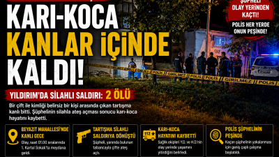Bursa'nın Yıldırım ilçesinde gece saatlerinde yaşanan silahlı saldırıda bir çift