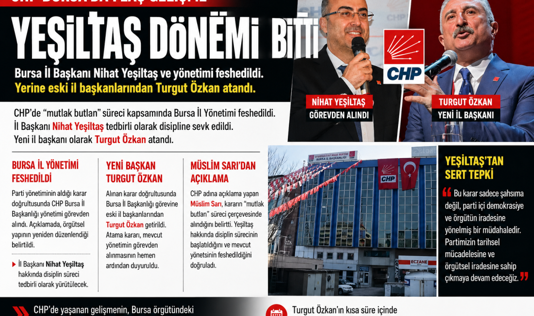 CHP Bursa İl Başkanlığı'nda dikkat çeken bir görev değişimi yaşandı.