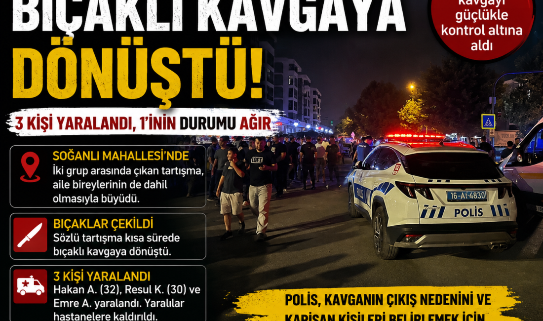 Bursa'nın Osmangazi ilçesinde iki grup arasında çıkan tartışma büyüyerek bıçaklı