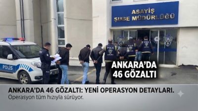 Ankara'da gerçekleştirilen eş zamanlı operasyonlarda, haklarında çeşitli suçlamalar bulunan 46