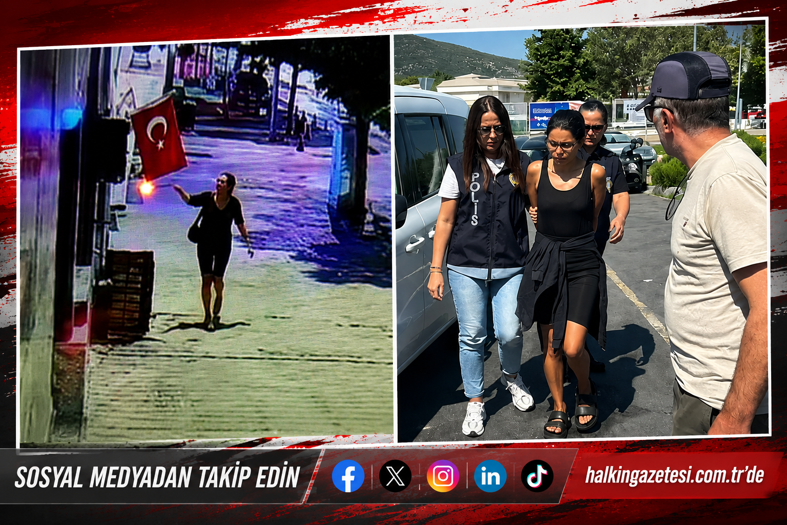 Muğla’nın Menteşe ilçesinde bir mağazanın önünde asılı bulunan Türk bayrağını